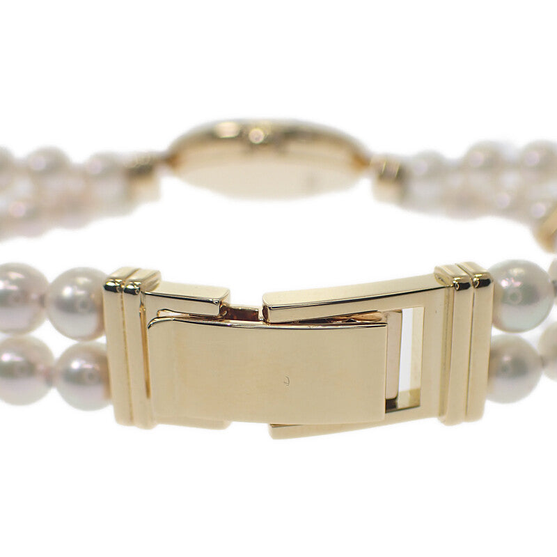 ミキモト MIKIMOTO パールウォッチ パールブレスレット 腕時計 K18イエローゴールド パール ゴールド クオーツ ホワイト文字盤 レディース【中古】【Aランク】