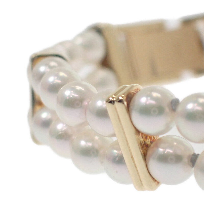 ミキモト MIKIMOTO パールウォッチ パールブレスレット 腕時計 K18イエローゴールド パール ゴールド クオーツ ホワイト文字盤 レディース【中古】【Aランク】