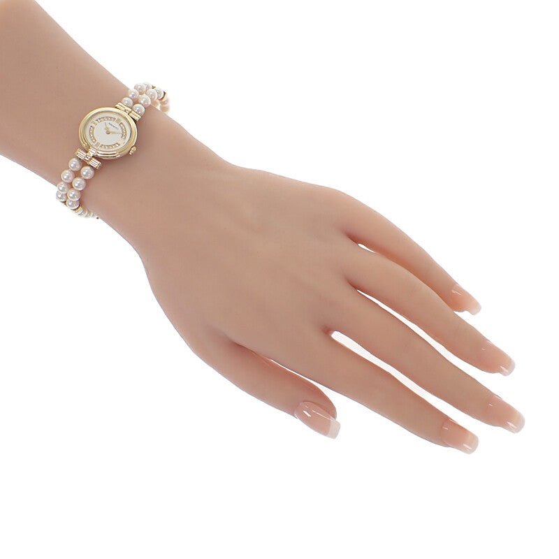 ミキモト MIKIMOTO パールウォッチ パールブレスレット 腕時計 K18イエローゴールド パール ゴールド クオーツ ホワイト文字盤 レディース【中古】【Aランク】