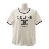 セリーヌ CELINE PARIS L 2X872671Q.01NB 半袖Tシャツ コットン ホワイト ネイビー レディース【中古】【Aランク】