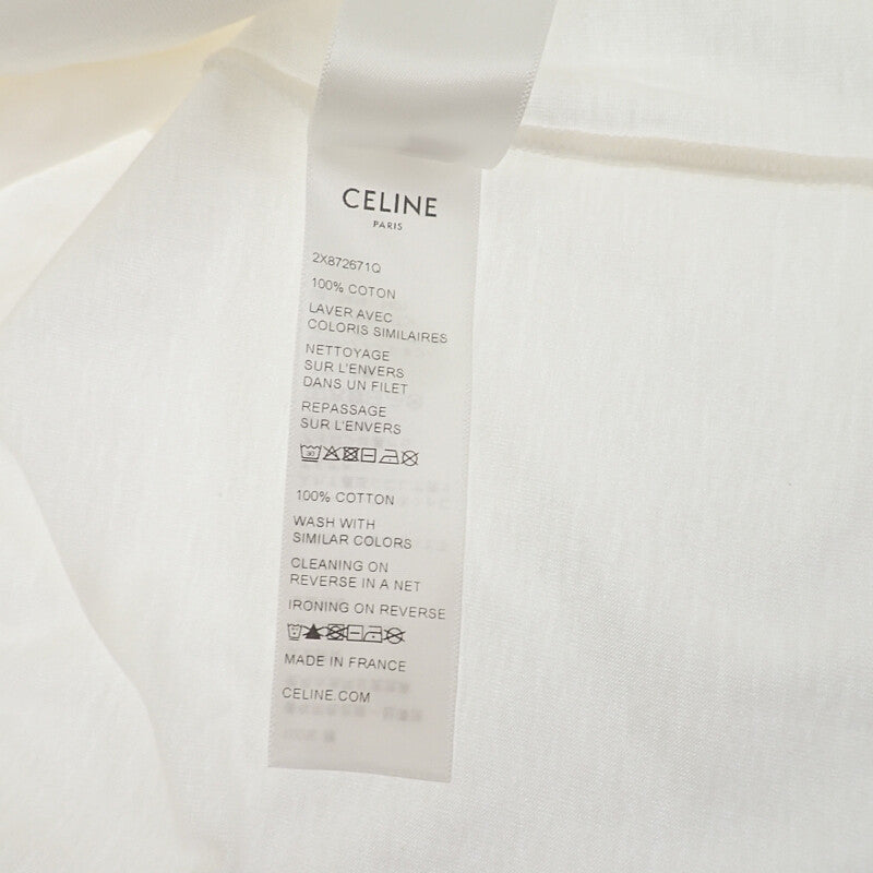 セリーヌ CELINE PARIS L 2X872671Q.01NB 半袖Tシャツ コットン ホワイト ネイビー レディース【中古】【Aランク】