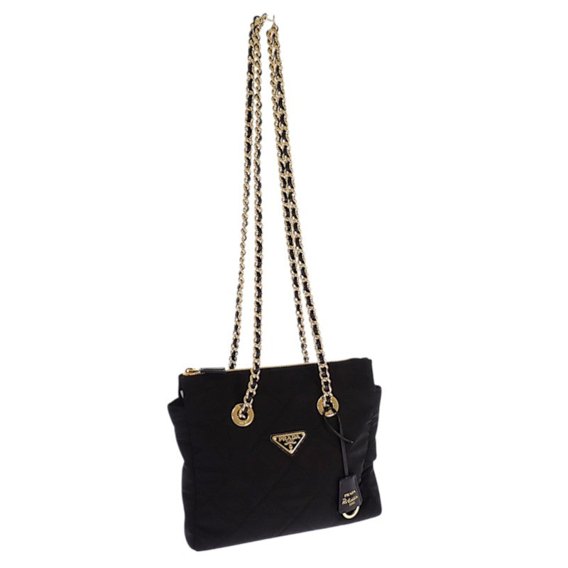 プラダ PRADA Re-Edition 1995 チェーンショルダー 1BG4682A0SF0002 ショルダーバッグ トートバッグ ナイロン ブラック ゴールド金具 レディース【中古】【Aランク】