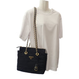 プラダ PRADA Re-Edition 1995 チェーンショルダー 1BG4682A0SF0002 ショルダーバッグ トートバッグ ナイロン ブラック ゴールド金具 レディース【中古】【Aランク】