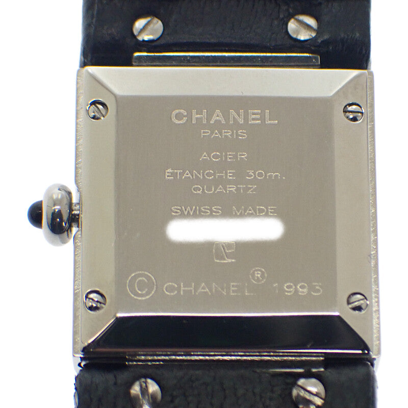 香奈兒 CHANEL Matelasse H0116 腕錶 不鏽鋼 皮革 黑色 銀色 石英機芯 黑色錶盤 銀色五金 女款【中古】【AB級】