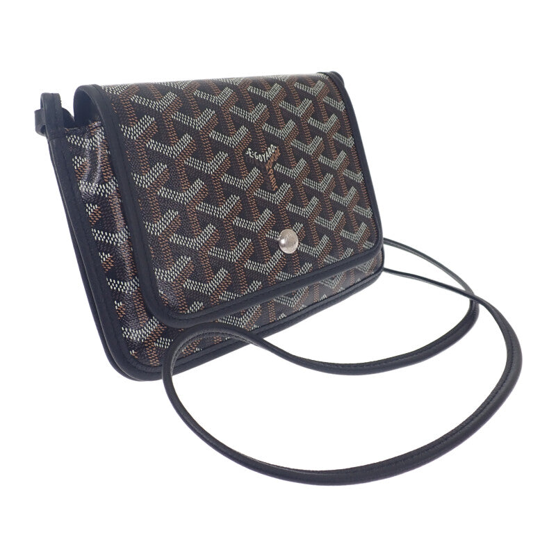 ゴヤール GOYARD プリュメポーチウォレット ヘリンボーン ポシェット 長財布 レザー コーティングキャンバス ブラック レディース【中古】【SAランク】
