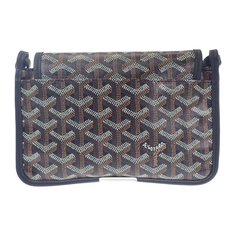 ゴヤール GOYARD プリュメポーチウォレット ヘリンボーン ポシェット 長財布 レザー コーティングキャンバス ブラック レディース【中古】【SAランク】
