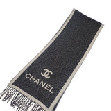 シャネル CHANEL ココマークフリンジ AAA357_B17743 マフラー ウール ブラック ホワイト レディース【中古】【Aランク】