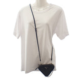 プラダ PRADA トライアングルミニポーチ 1NR015 2WAYバッグ サフィアーノ ブラック シルバー金具 レディース【中古】【ABランク】