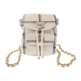 シャネル CHANEL ココマーク バックパック ツイード ランダムプレート AS3615 リュック・デイパック ウール ホワイト ゴールド金具 レディース【中古】【Aランク】