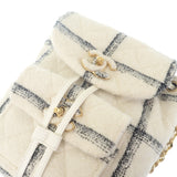 シャネル CHANEL ココマーク バックパック ツイード ランダムプレート AS3615 リュック・デイパック ウール ホワイト ゴールド金具 レディース【中古】【Aランク】