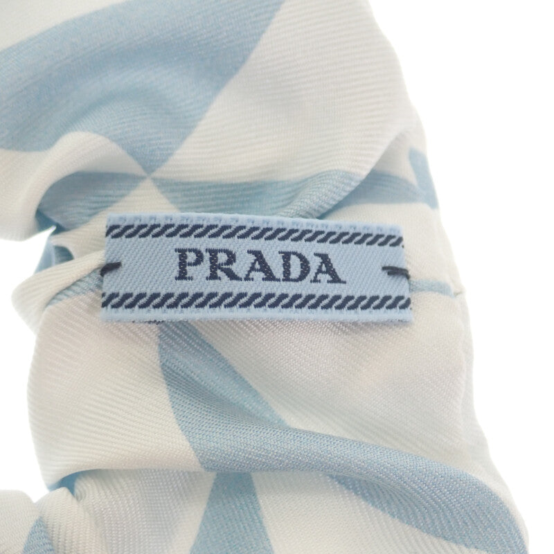 PRADA 普拉達 三角標誌髮圈 1IF015_2DTP_F0X24 髮飾 絲質 藍色 白色 女士【中古】【AB級】
