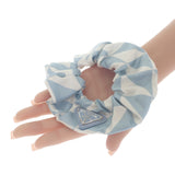 プラダ PRADA トライアングルロゴシュシュ 1IF015_2DTP_F0X24 ヘアアクセサリー シルク ブルー ホワイト レディース【中古】【ABランク】