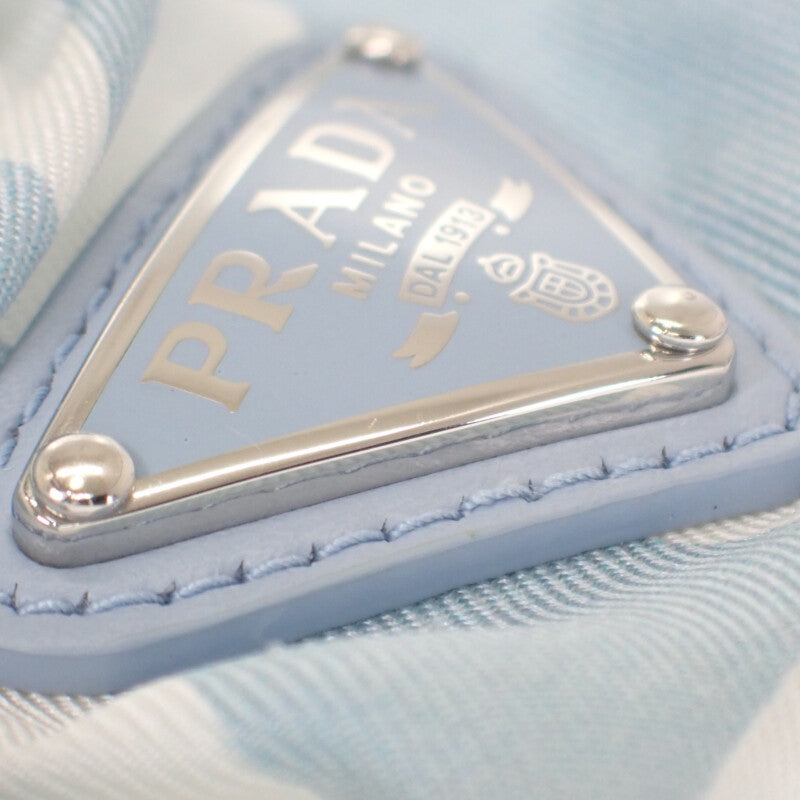 プラダ PRADA トライアングルロゴシュシュ 1IF015_2DTP_F0X24 ヘアアクセサリー シルク ブルー ホワイト レディース【中古】【ABランク】