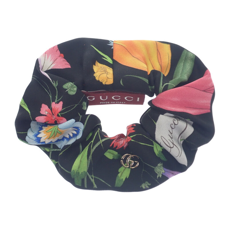 グッチ GUCCI プリントツイルシュシュ 831629_3G001_1060 ヘアアクセサリー シルク ブラック レディース【中古】【SAランク】