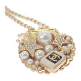 シャネル CHANEL CC シェルネックレス C25C刻印 ネックレス メタル フェイクパール クリスタル ゴールド レディース【中古】【Aランク】