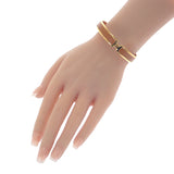 エルメス HERMES オランプブレスレット バングル ボックスカーフ ブラウン ゴールド金具 レディース【中古】【SAランク】