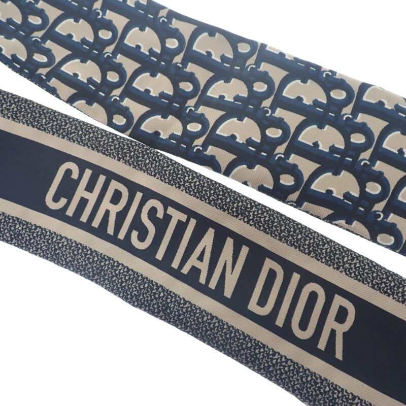 ディオール Dior ミッツァ オブリーク 15DOB106I600 スカーフ シルク ネイビー レディース【中古】【Aランク】