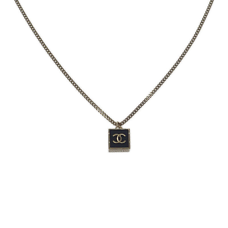 シャネル CHANEL CCスクエア ネックレス メタル ゴールド ブラック レディース【中古】【Aランク】
