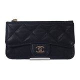 シャネル CHANEL クラシックジップ ココマーク マトラッセ AP2570_B10583_C3906 カードケース キャビアスキン ブラック ゴールド金具 レディース【中古】【ABランク】