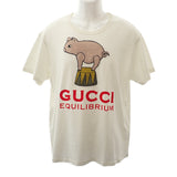 グッチ GUCCI ピッグプリント S 615044_XJCRI 半袖Tシャツ コットン アイボリー レディース【中古】【ABランク】
