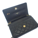 シャネル CHANEL クラシック チェーンウォレット AP0250-Y01864-C3906 ウォレットチェーン マットキャビアスキン グレインカーフレザー ブラック ゴールド金具 レディース【中古】【Aランク】
