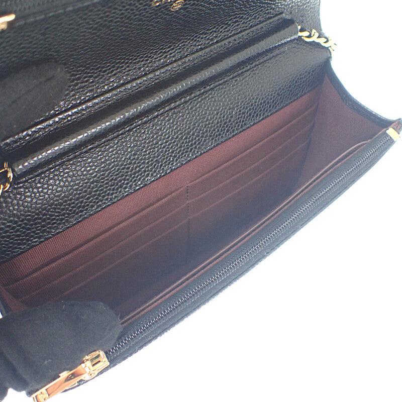 シャネル CHANEL クラシック チェーンウォレット AP0250-Y01864-C3906 ウォレットチェーン マットキャビアスキン グレインカーフレザー ブラック ゴールド金具 レディース【中古】【Aランク】
