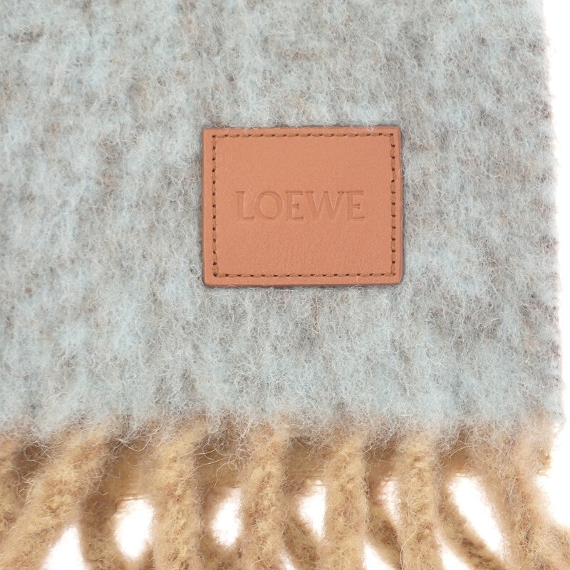 羅威 LOEWE 羊駝毛 F655SS1X02 圍巾 羊毛 皮革 駝色 女款【中古】【SA級】