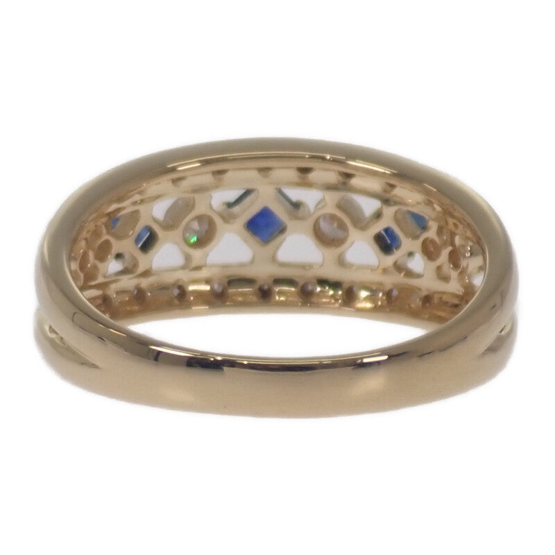 デザインジュエリー 14号 リング K18イエローゴールド ダイヤモンド サファイア レディース【中古】【Aランク】