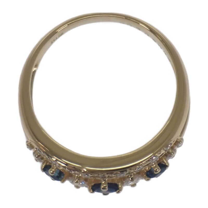 デザインジュエリー 14号 リング K18イエローゴールド ダイヤモンド サファイア レディース【中古】【Aランク】