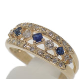 デザインジュエリー 14号 リング K18イエローゴールド ダイヤモンド サファイア レディース【中古】【Aランク】