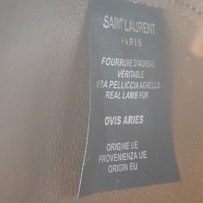 SAINT LAURENT 聖羅蘭 Le Sunkaset 腋下包 65722811ZLW 單肩包 手提包 麂皮 絨毛 棕色 金色金屬 女款【二手】【AB級】