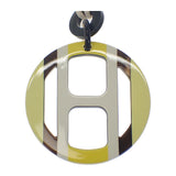 エルメス HERMES Hエキップ ペンダント H057087FL ネックレス レザー バッファローホーン イエロー アイボリー ブラウン レディース メンズ【中古】【SAランク】