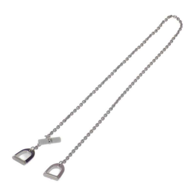 エルメス HERMES エトリエ H100088FPBB ネックレス メタル シルバー グリシーヌ ボルドー メンズ【中古】【Aランク】
