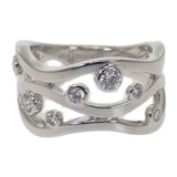 ミキモト MIKIMOTO ウェーブ ダイヤモンド 11号 リング K18ホワイトゴールド ダイヤモンド レディース【中古】【Aランク】