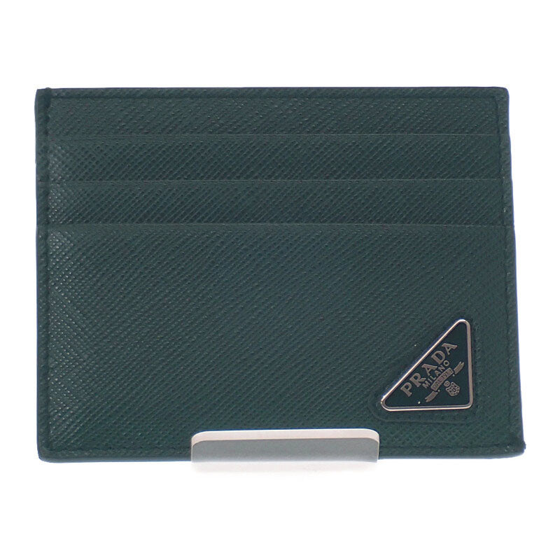 プラダ PRADA トライアングル 2MC223_QHH_F077U カードケース サフィアーノ グリーン SMERALDO メンズ レディース【中古】【Aランク】
