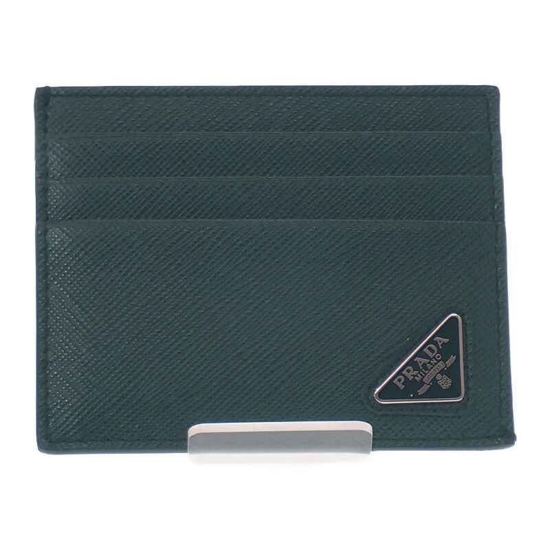 プラダ PRADA トライアングル 2MC223_QHH_F077U カードケース サフィアーノ グリーン SMERALDO メンズ レディース【中古】【Aランク】