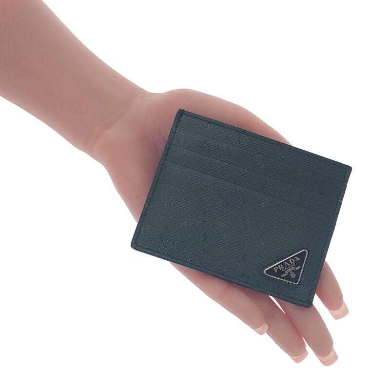 プラダ PRADA トライアングル 2MC223_QHH_F077U カードケース サフィアーノ グリーン SMERALDO メンズ レディース【中古】【Aランク】