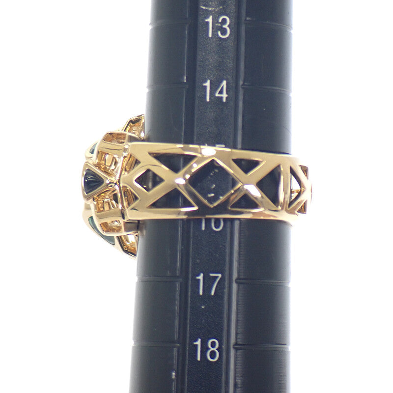 卡地亞 CARTIER 獵豹系列 15.5號 N4767900 戒指 K18黃金 縞瑪瑙 沙弗萊石榴石 金色 #57 男女適用【中古】【A級品】