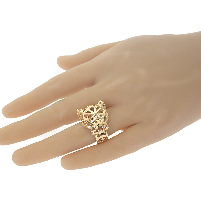 卡地亞 CARTIER 獵豹系列 15.5號 N4767900 戒指 K18黃金 縞瑪瑙 沙弗萊石榴石 金色 #57 男女適用【中古】【A級品】