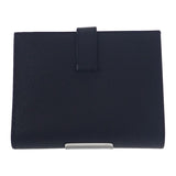 エルメス HERMES ベアンコンパクト W刻印 二つ折り財布 ヴォーエプソン ブラック ゴールド金具 レディース メンズ【中古】【Aランク】