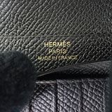 エルメス HERMES ベアンコンパクト W刻印 二つ折り財布 ヴォーエプソン ブラック ゴールド金具 レディース メンズ【中古】【Aランク】