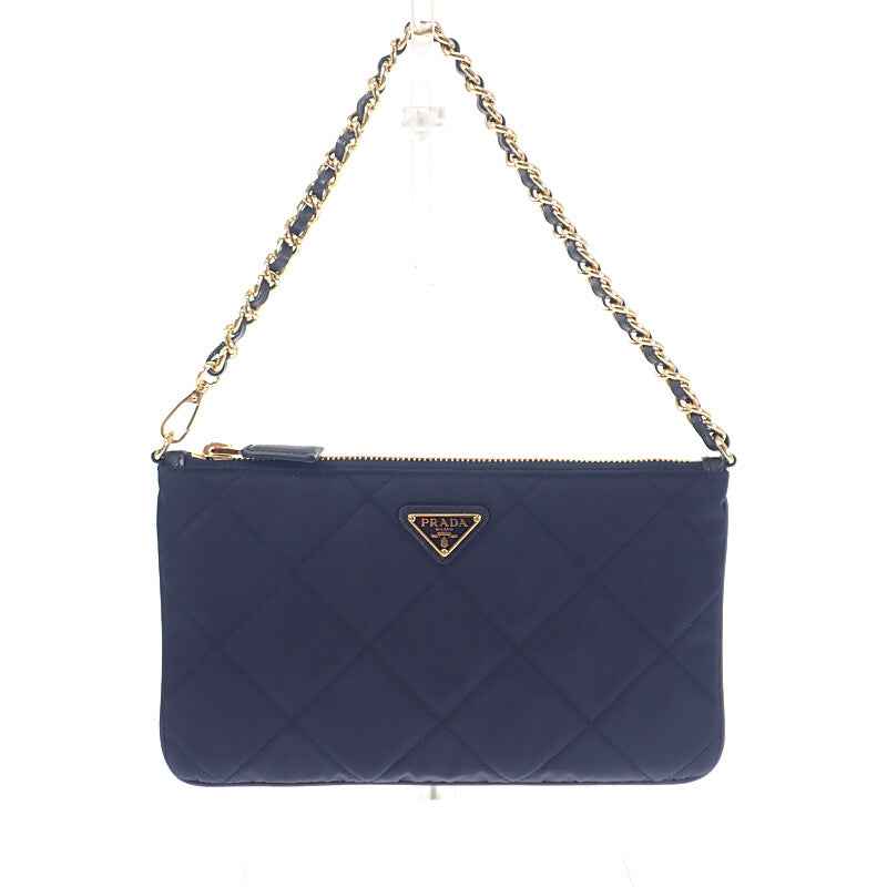 プラダ PRADA チェーン ショルダーバッグ 1NI054 ハンドバッグ テスートインプントゥ ナイロン ネイビー ゴールド金具 レディース【中古】【Aランク】