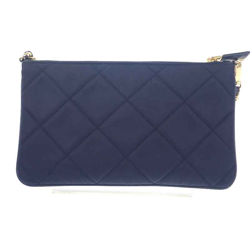 プラダ PRADA チェーン ショルダーバッグ 1NI054 ハンドバッグ テスートインプントゥ ナイロン ネイビー ゴールド金具 レディース【中古】【Aランク】