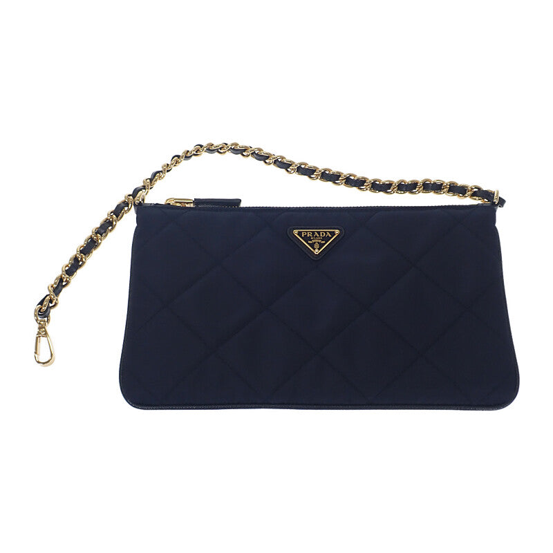 プラダ PRADA チェーン ショルダーバッグ 1NI054 ハンドバッグ テスートインプントゥ ナイロン ネイビー ゴールド金具 レディース【中古】【Aランク】
