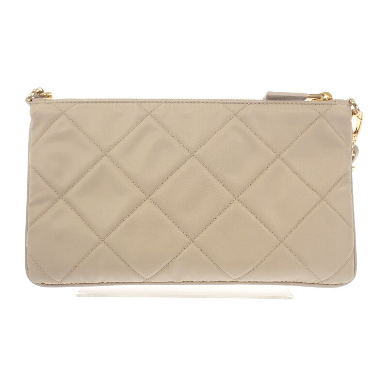 プラダ PRADA チェーン ショルダーバッグ 1NI054 ハンドバッグ テスートインプントゥ ナイロン ベージュ ゴールド金具 レディース【中古】【Aランク】
