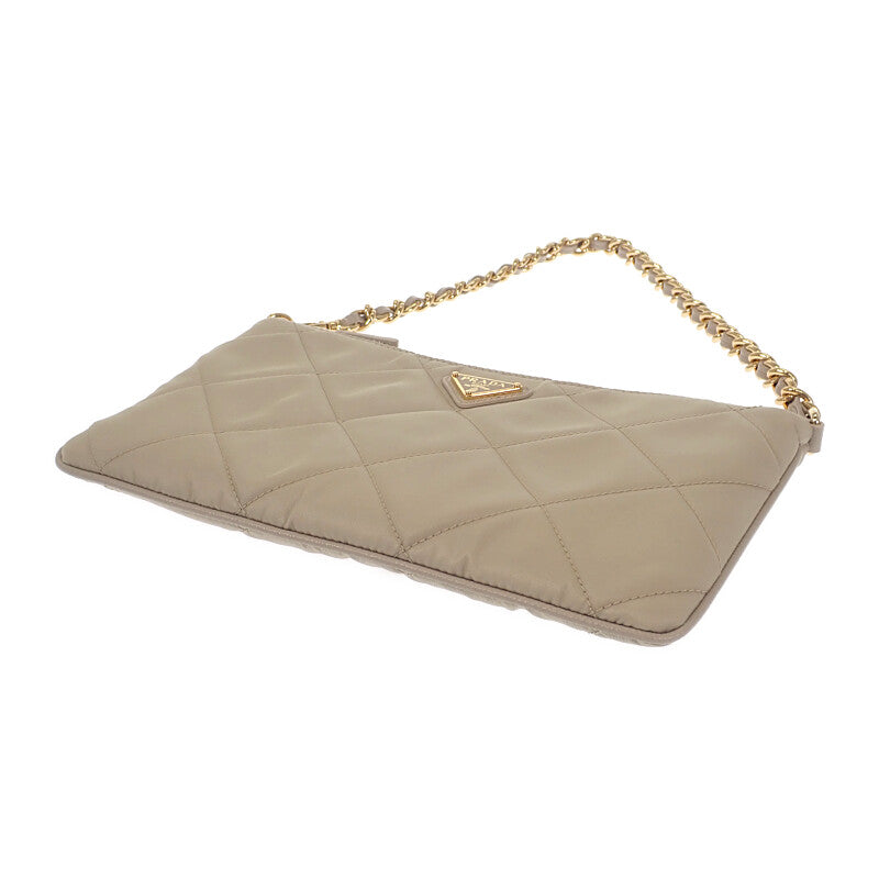 プラダ PRADA チェーン ショルダーバッグ 1NI054 ハンドバッグ テスートインプントゥ ナイロン ベージュ ゴールド金具 レディース【中古】【Aランク】