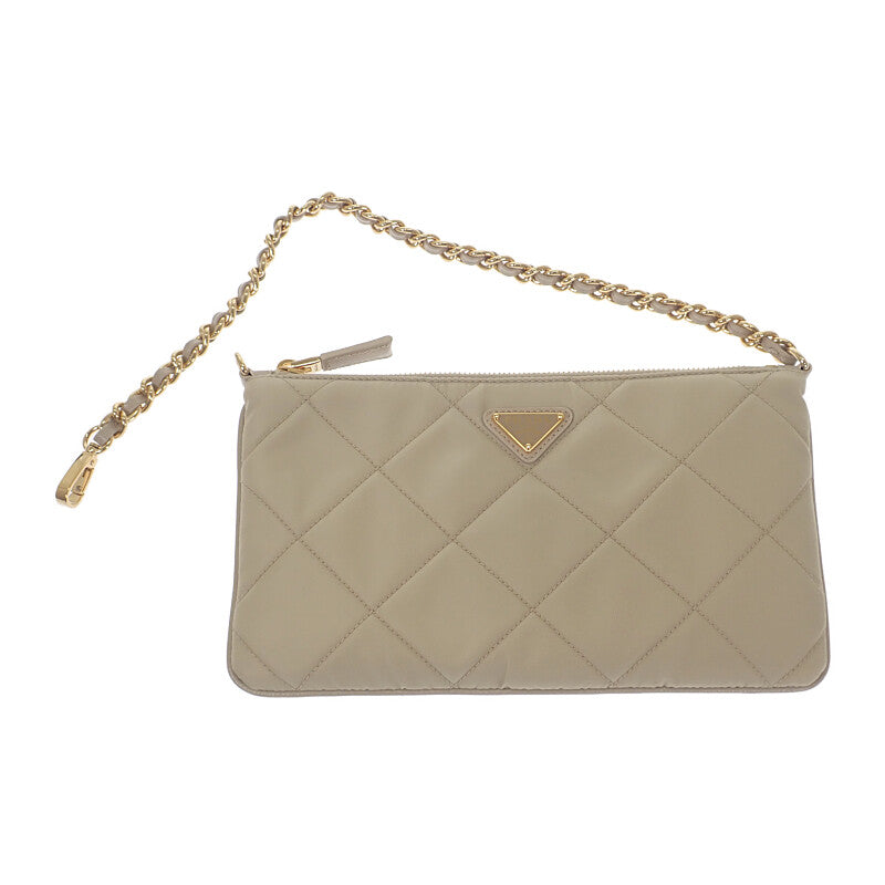 プラダ PRADA チェーン ショルダーバッグ 1NI054 ハンドバッグ テスートインプントゥ ナイロン ベージュ ゴールド金具 レディース【中古】【Aランク】