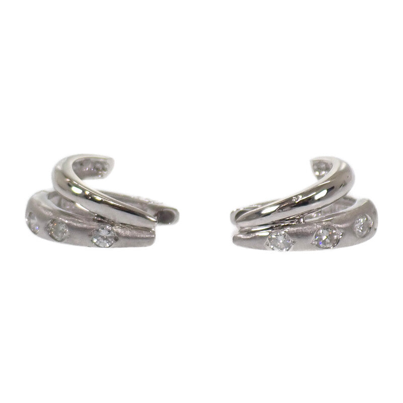 Designer Jewelry Hoop Diamond Earrings K18 White Gold Diamond Ladies