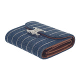 セリーヌ CELINE トリオンフ スモール フラップウォレット 10D782GF4.07FX 三つ折り財布 デニム ラインストーン ブルー シルバー金具 レディース【中古】【ABランク】