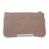 グッチ GUCCI GGエンブレム キーポーチ 815891 AAEEM 1523 ポーチ GGグレインレザー ベージュ ゴールド金具 レディース メンズ【中古】【Aランク】
